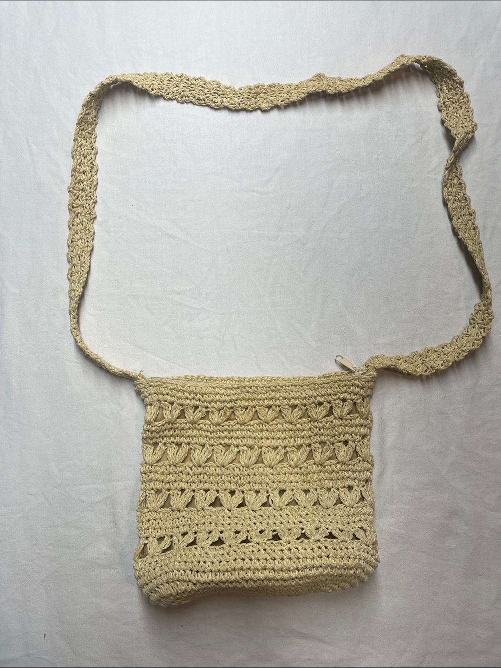 Cream Cappelli Straworld Crochet Crossbody Bag with Woven Detail